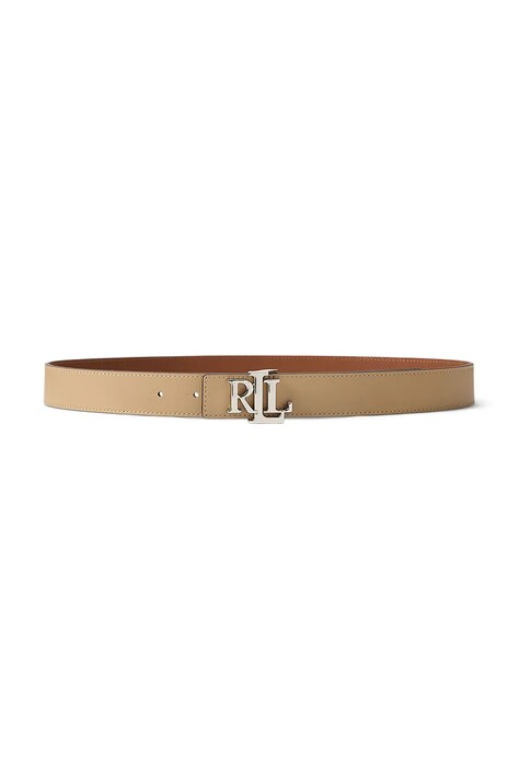 Lauren Ralph Lauren pasek dwustronny damski skórzany beżowy 412908984