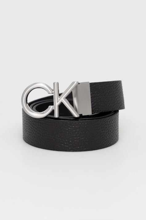 Calvin Klein curea de piele barbati, culoarea negru
