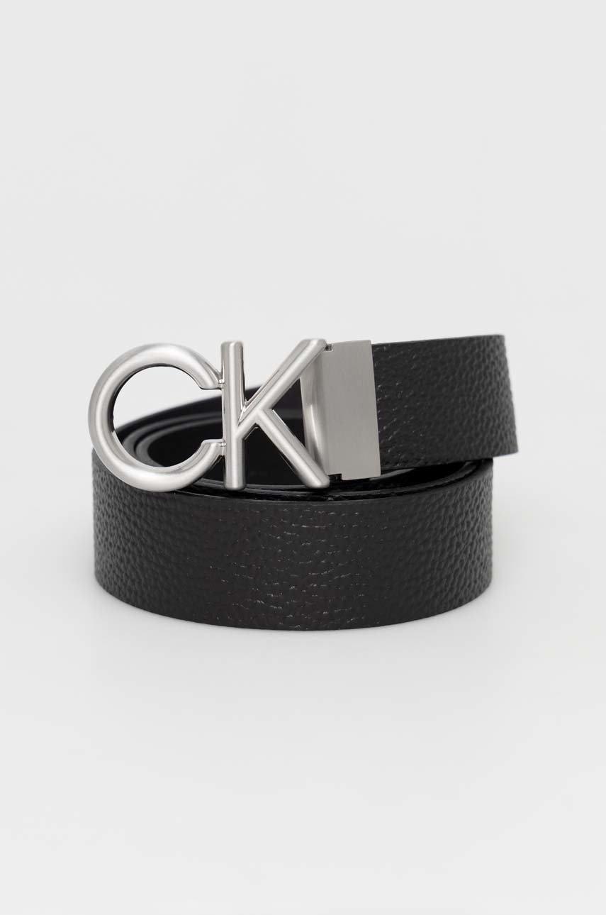 Kožený opasok Calvin Klein pánsky, čierna farba