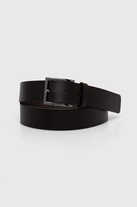 HUGO curea de piele bărbați, culoarea negru 50496596