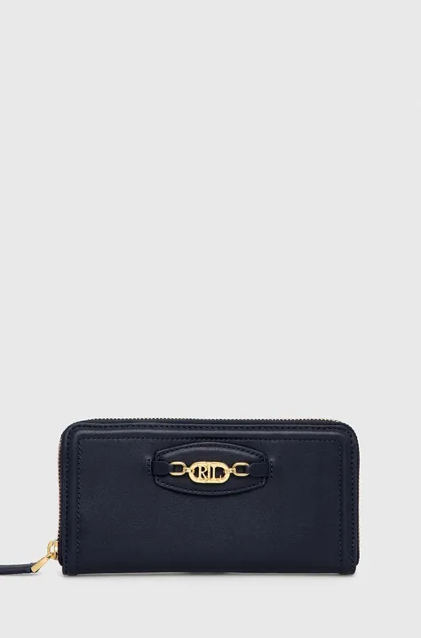 Шкіряний гаманець Lauren Ralph Lauren жіночий колір синій