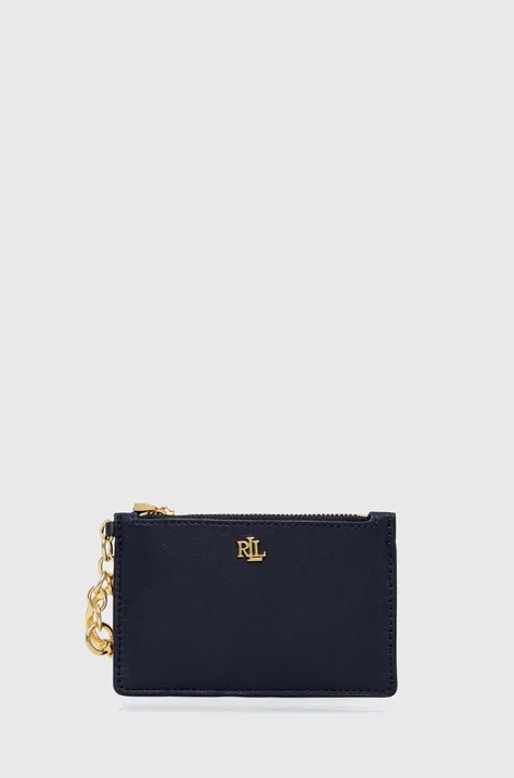 Шкіряний гаманець Lauren Ralph Lauren жіночий колір синій