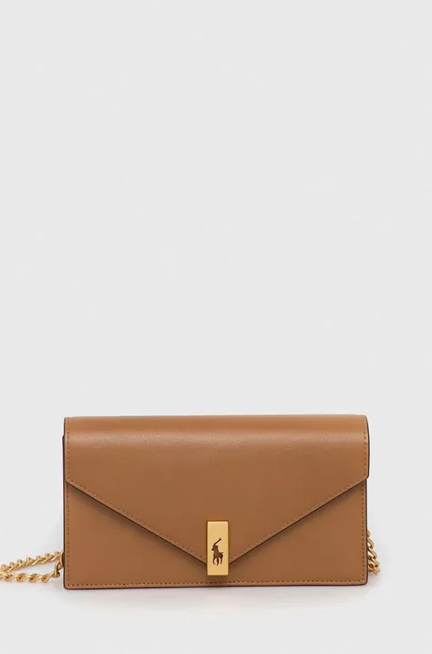 Шкіряна сумочка Polo Ralph Lauren колір бежевий