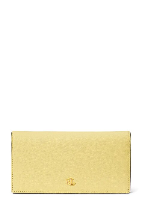 Lauren Ralph Lauren portfel damski skórzany żółty 432802917