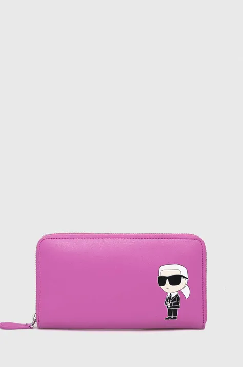 Шкіряний гаманець Karl Lagerfeld жіночий колір рожевий
