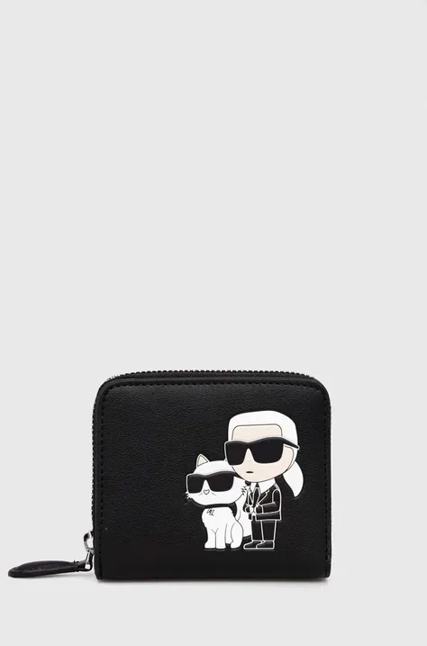 Кожаный кошелек Karl Lagerfeld женский цвет чёрный