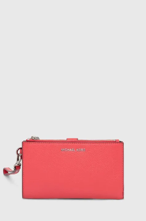 Δερμάτινο πορτοφόλι MICHAEL Michael Kors γυναικεία, χρώμα: ροζ