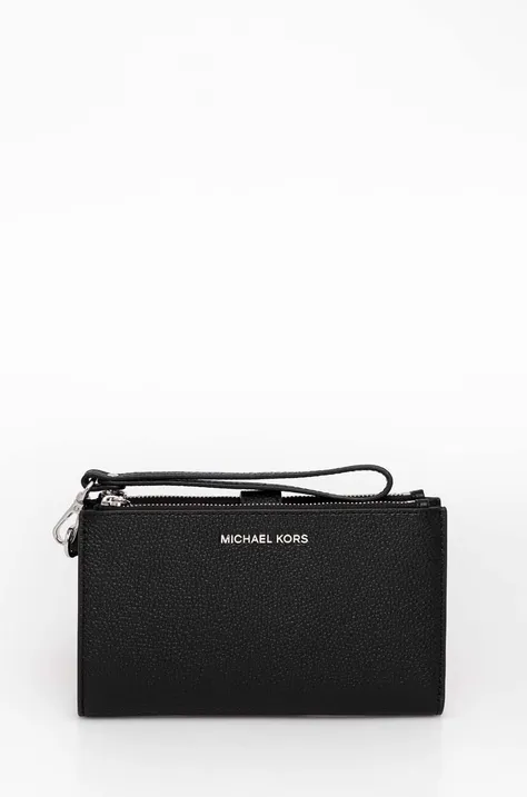 Usnjena denarnica MICHAEL Michael Kors ženski, črna barva