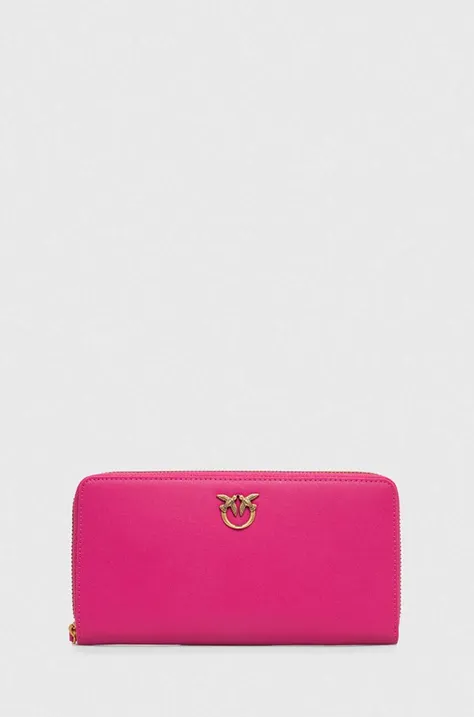 Δερμάτινο πορτοφόλι Pinko γυναικείο, χρώμα: ροζ, 100250 A0F1