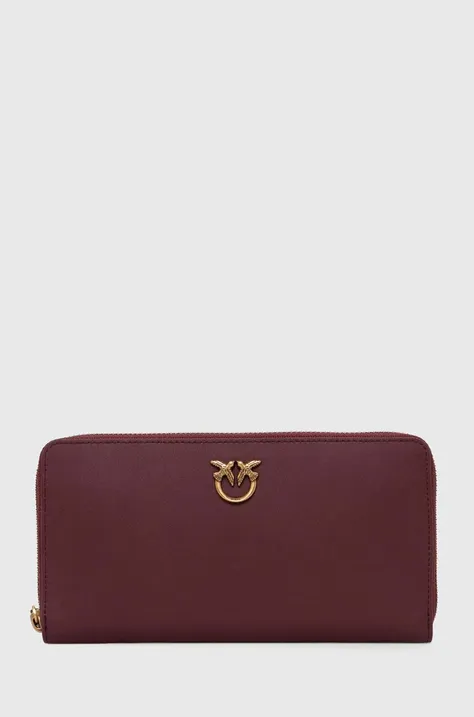 Шкіряний гаманець Pinko жіночий колір бордовий 100250 A0F1