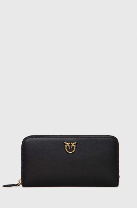 Δερμάτινο πορτοφόλι Pinko γυναικεία, χρώμα: μαύρο