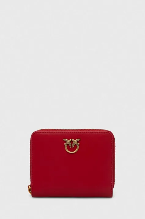 Pinko portfel skórzany damski kolor czerwony