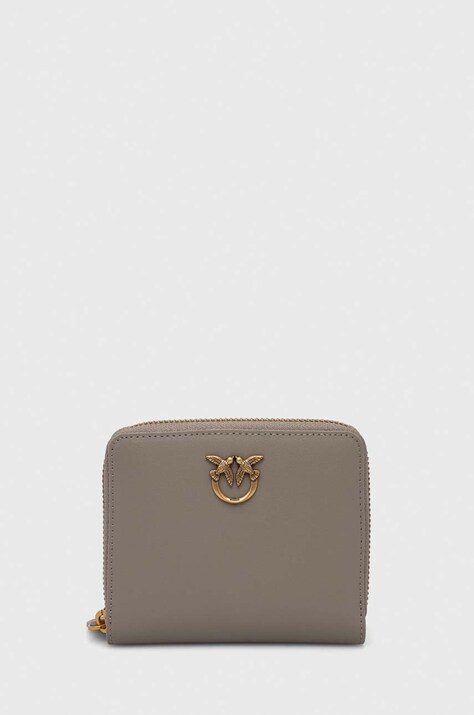 Pinko portofel de piele femei, culoarea gri