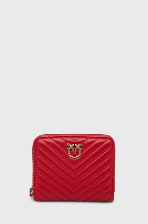 Pinko portofel de piele femei, culoarea rosu