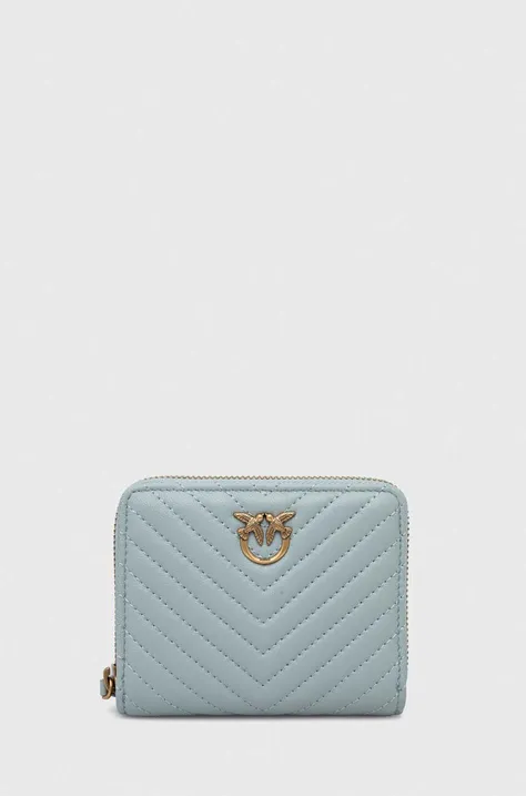 Pinko portfel skórzany damski kolor niebieski 100249.A0GK
