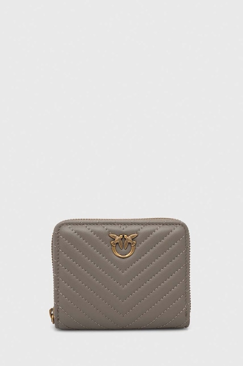 Pinko portofel de piele femei, culoarea gri