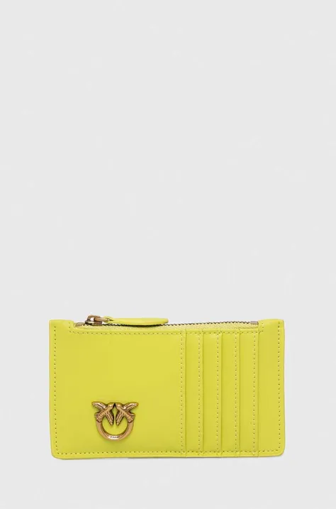 Δερμάτινο πορτοφόλι Pinko γυναικεία, χρώμα: κίτρινο