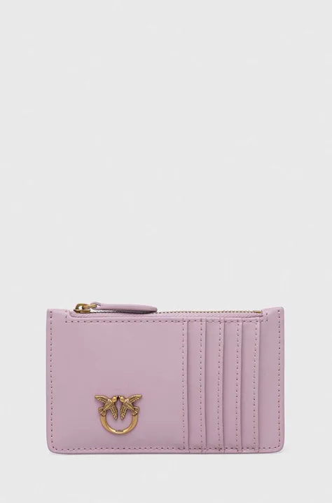 Pinko portfel skórzany kolor różowy 100251.A0GK