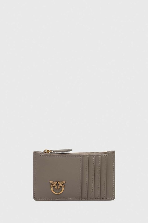 Pinko portofel de piele femei, culoarea gri