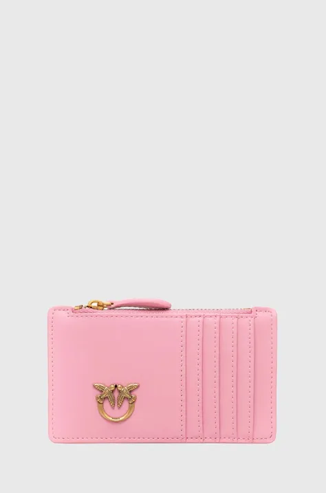 Pinko portfel skórzany damski kolor różowy 100251.A0F1