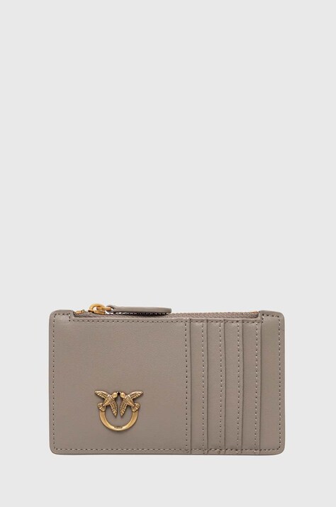 Pinko portofel de piele femei, culoarea gri