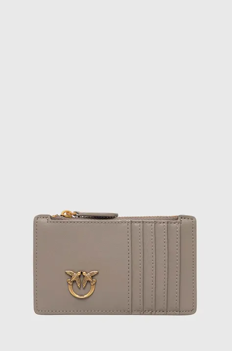 Шкіряний гаманець Pinko жіночий колір сірий