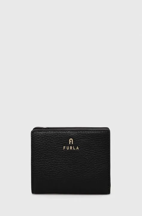 Δερμάτινο πορτοφόλι Furla γυναικεία, χρώμα: μαύρο