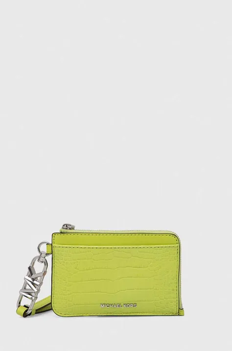 Δερμάτινο πορτοφόλι MICHAEL Michael Kors γυναικεία, χρώμα: πράσινο