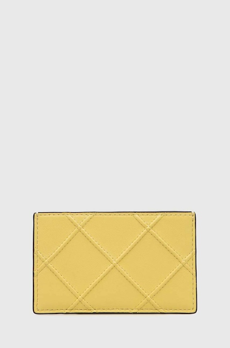 Kožené puzdro na karty Tory Burch žltá farba
