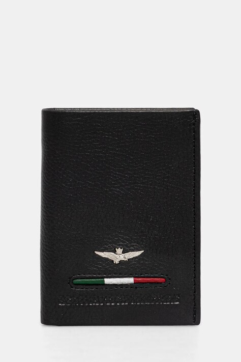 Kožená peňaženka Aeronautica Militare pánska, čierna farba, AM154