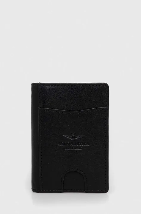 Kožená peňaženka Aeronautica Militare pánska, čierna farba