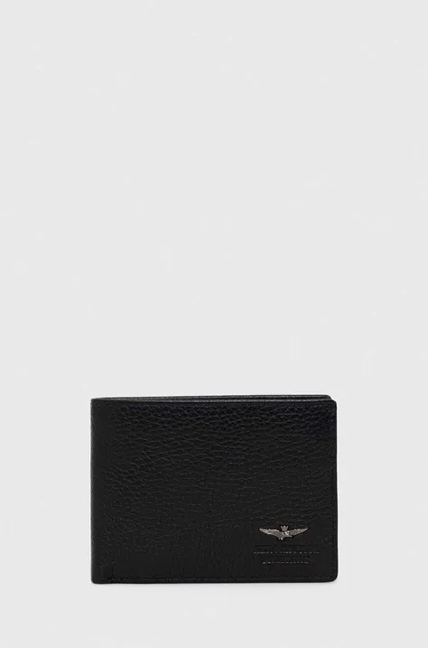 Kožená peňaženka Aeronautica Militare pánsky, čierna farba, AM181