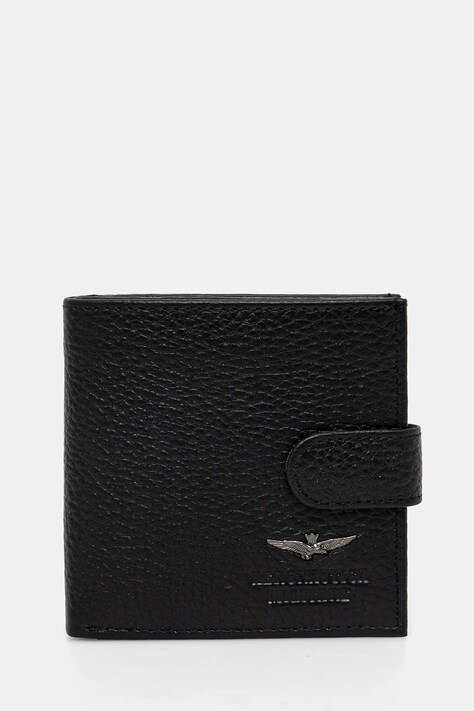 Aeronautica Militare portofel de piele barbati, culoarea negru