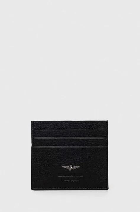Шкіряний чохол на банківські карти Aeronautica Militare колір чорний