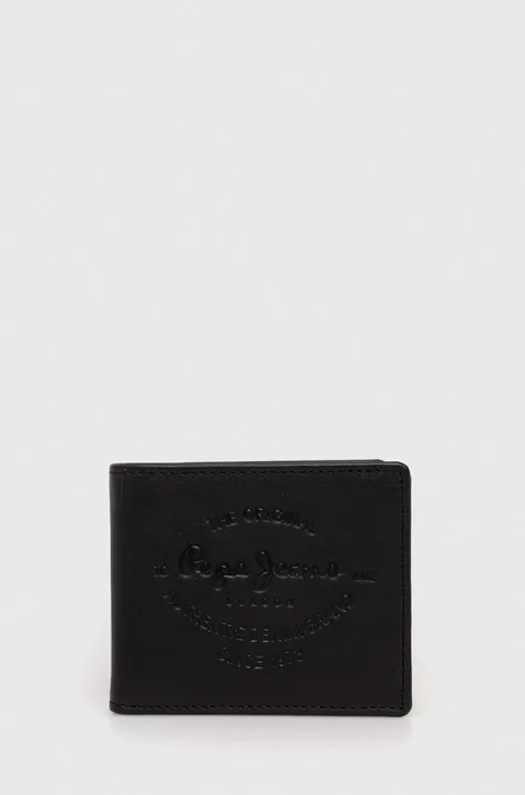 Шкіряний гаманець Pepe Jeans чоловічий колір чорний