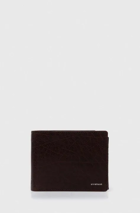 Kožená peněženka Strellson hnědá barva