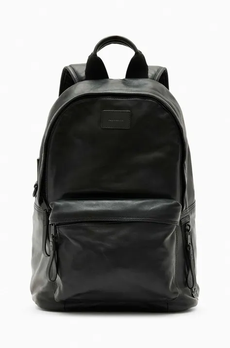 Кожаный рюкзак AllSaints мужской цвет чёрный большой однотонный