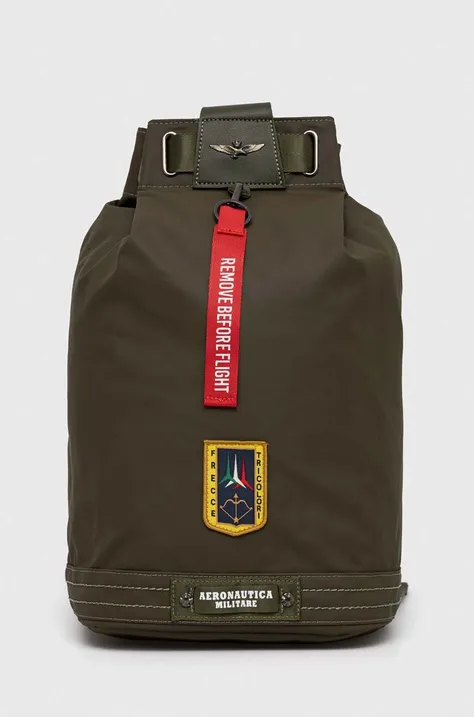Aeronautica Militare plecak męski kolor zielony duży z aplikacją