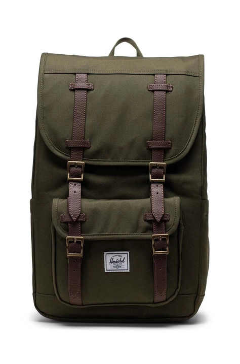 Рюкзак Herschel Little America Mid Backpack цвет зелёный большой однотонный