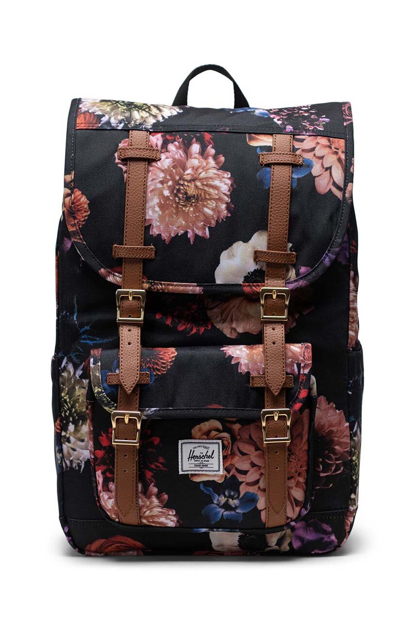 Herschel plecak Little America Mid Backpack kolor czarny duży wzorzysty