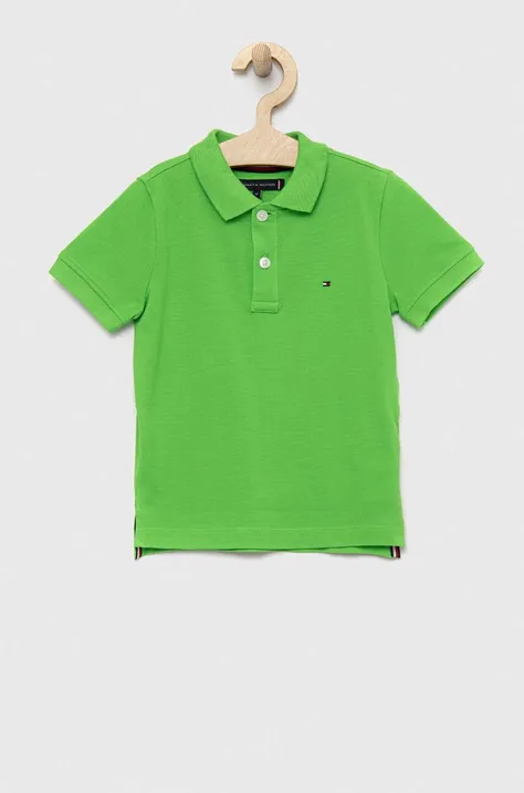 Παιδικά βαμβακερά μπλουζάκια πόλο Tommy Hilfiger χρώμα: πράσινο