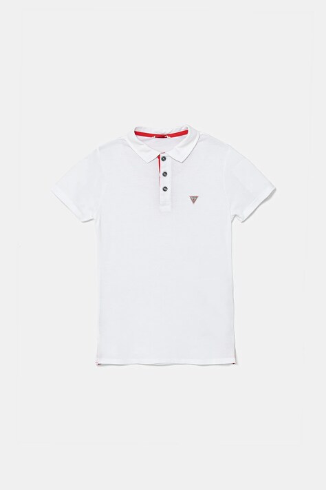 Guess tricouri polo din bumbac pentru copii culoarea alb, neted
