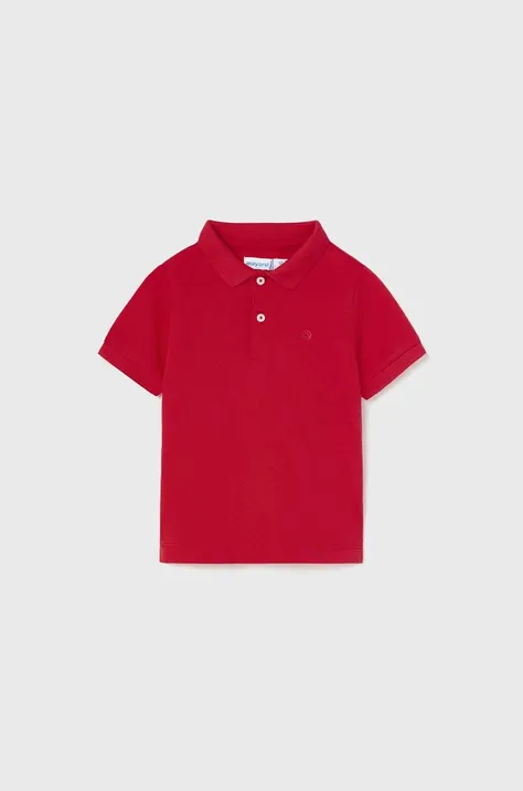 Дитяча бавовняна футболка поло Mayoral колір червоний однотонний