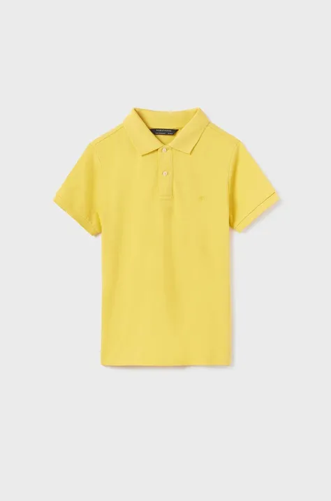 Παιδικά βαμβακερά μπλουζάκια πόλο Mayoral χρώμα: κίτρινο