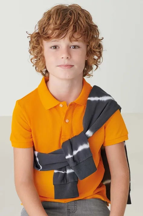 Παιδικά βαμβακερά μπλουζάκια πόλο Mayoral χρώμα: πορτοκαλί