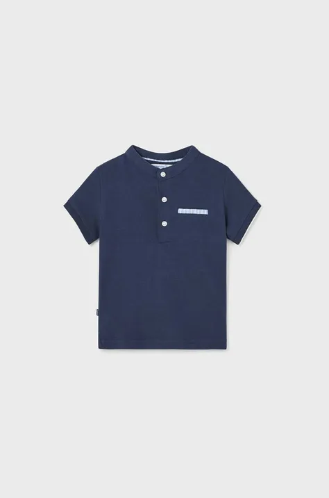 Pamučna polo majica za bebe Mayoral boja: tamno plava, jednobojni model