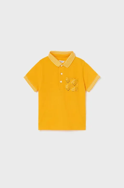 Детска тениска с яка Mayoral в жълто с принт
