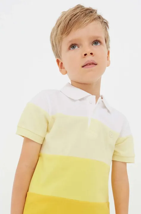 Детское хлопковое поло Mayoral цвет жёлтый узорный