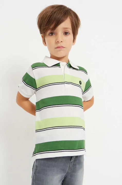 Παιδικά βαμβακερά μπλουζάκια πόλο Mayoral χρώμα: πράσινο