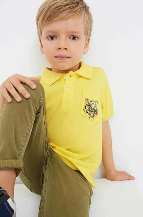Detská bavlenná polokošeľa Mayoral žltá farba, s potlačou
